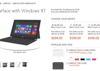 Microsoft Surface RT Price in US