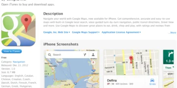 Google Maps App on itunes Store