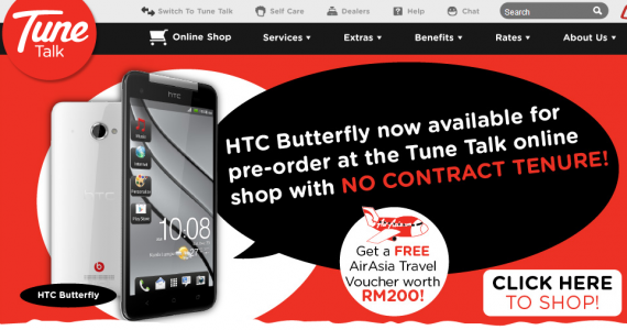 Tune Talk Now Offering HTC Butterfly, Comes with Freebies