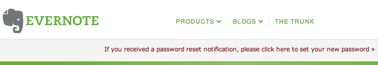 Evernote Reset Password