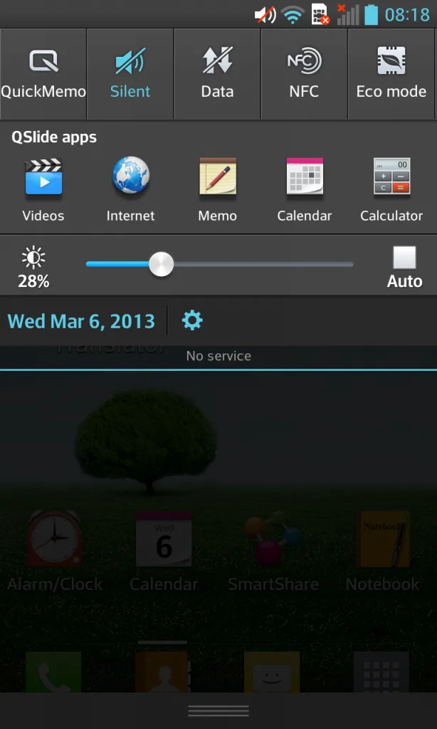 LG Optimus G Notification Bar