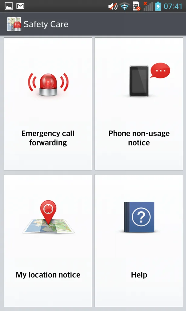 LG Optimus G Safety Care Interface
