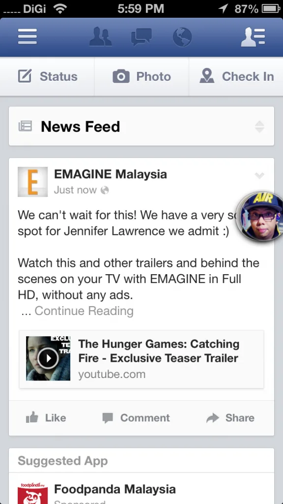 New FB App News Feed