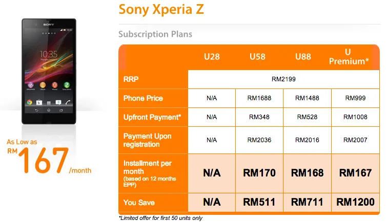 U Mobile Now Offering Sony Xperia Z From RM1,488 4 U Mobile Xperia Z Plans