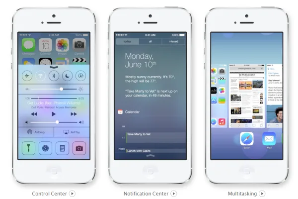 iOS 7 Control Center, Notification and Multitasking