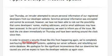 Apple Developer Center Outage