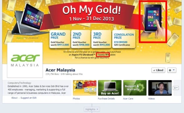 Acer Malaysia Facebook Page