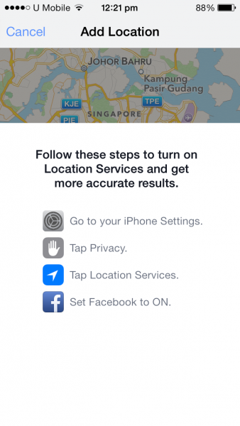 3 Trying to Share Location on FB Status