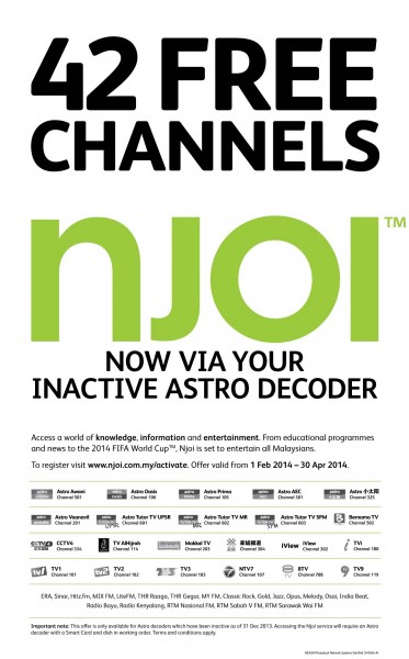 42 Free Channels with Njoi