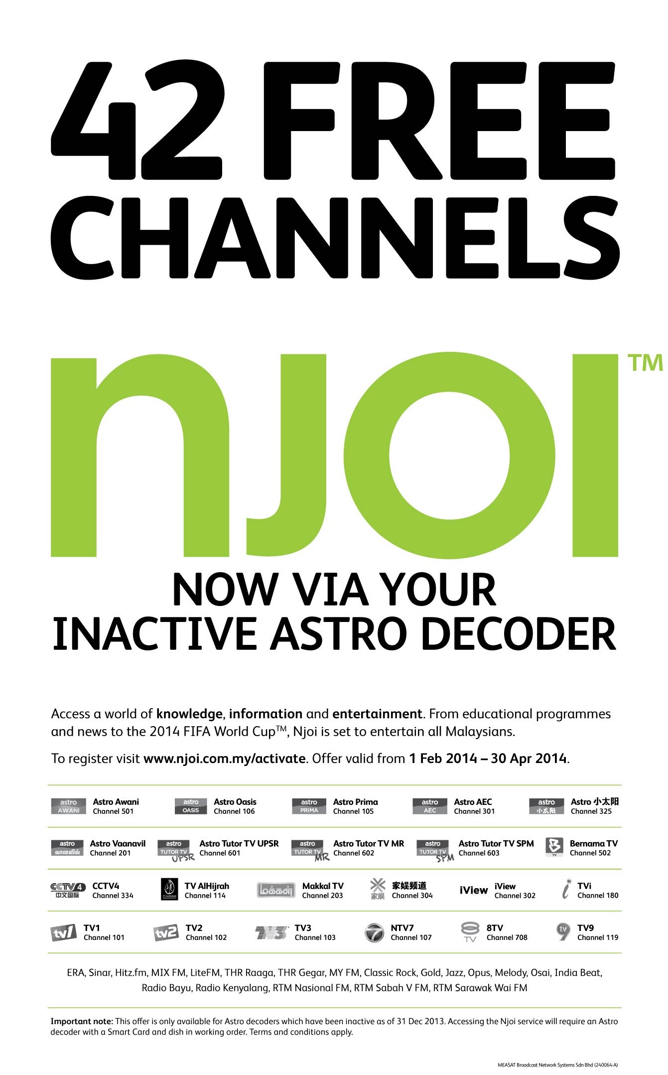 Njoi channel list 2021