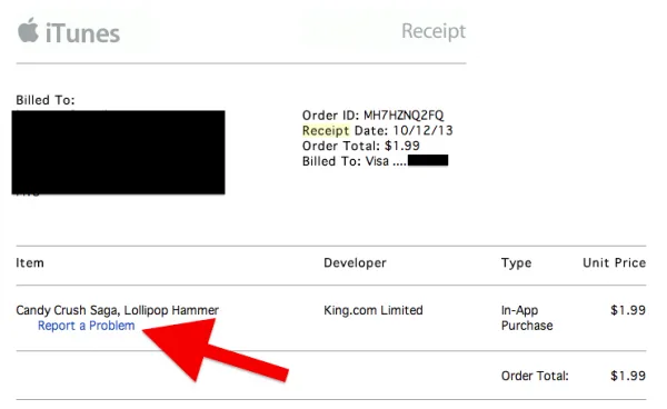 iTunes Report a Problem Email