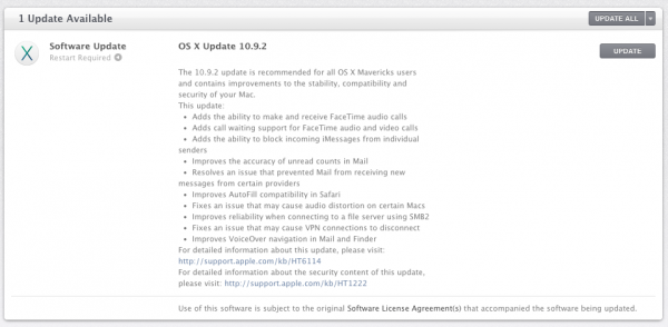 OS X Mavericks 10.9.2 Update