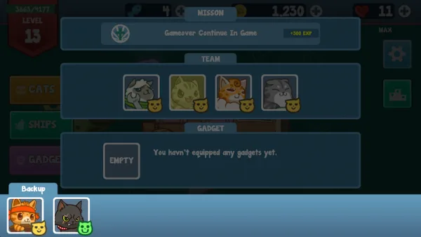 Select cats before playing