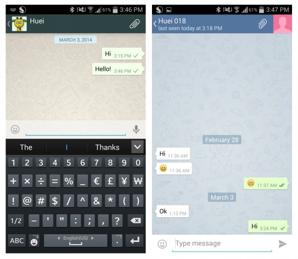 Chat Interface WhatsApp and Telegram