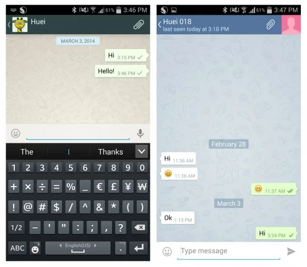 Chat Interface WhatsApp and Telegram