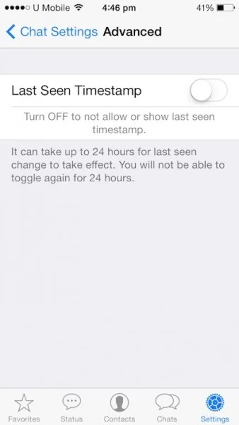 Turn off Timestamp Whatsapp iOS