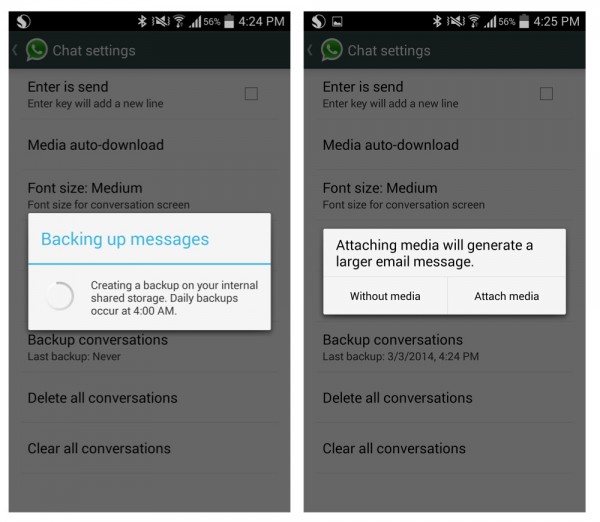 WhatsApp Backup and Send Conversation to Email