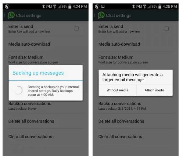 WhatsApp Backup and Send Conversation to Email