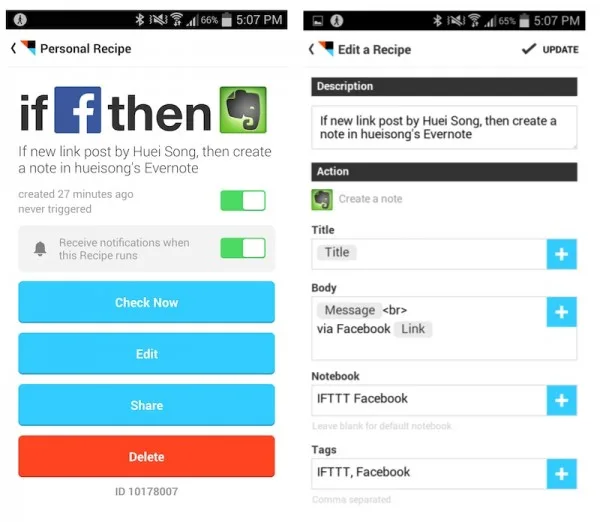 Edit Recipe on Android