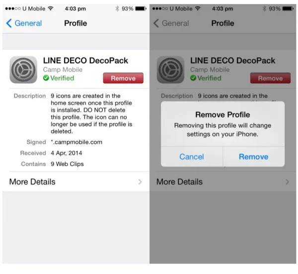 Uninstall Profile on iOS