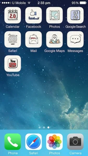 iPhone Home Screen with Line Deco Icons