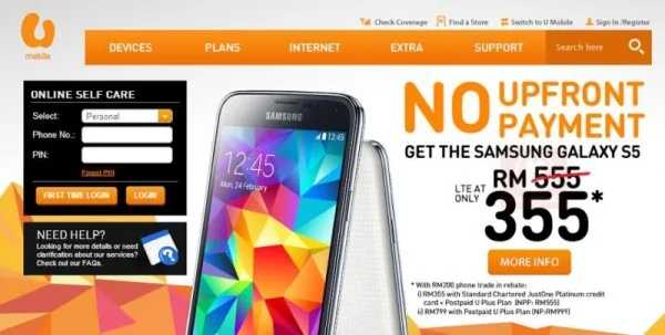 U Mobile RM 355 Plan For Samsung Galaxy S5