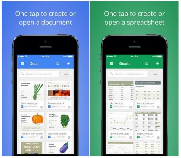 Google Docs and Sheets App