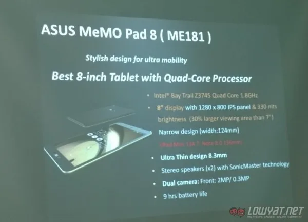 ASUS MeMO Pad 8 ME181