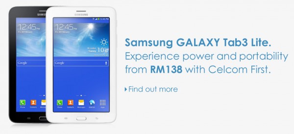 Celcom Samsung Galaxy Tab 3 Lite from RM138