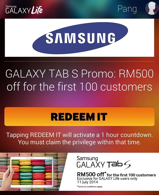 samsung galaxy tab s promotion