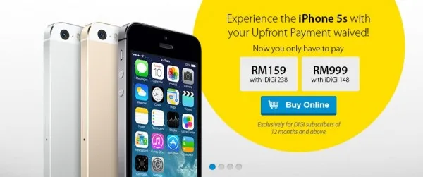 DiGi iPhone 5s advance payment waiver