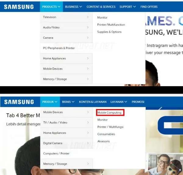 Samsung Malaysia vs Samsung Indonesia Website
