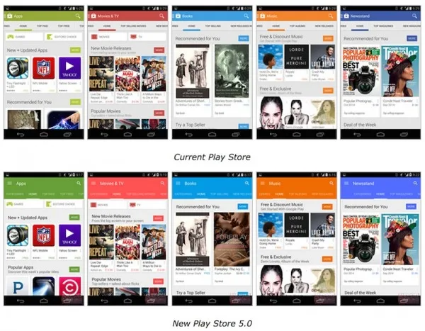 Play Store 5.0 vs Current Play Store
