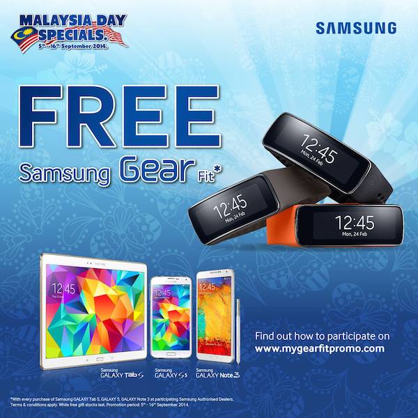 Samsung Malaysia Free Gear Fit with Purchase of Galaxy Tab S S5 or Note 3