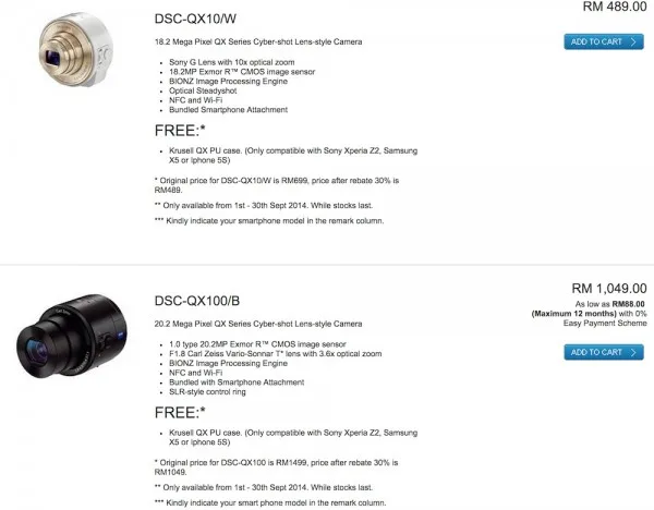 Sony Malaysia QX10 and QX100 Price Drop
