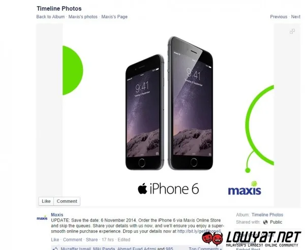 Maxis iPhone 6 and iPhone 6 Plus, 6 November
