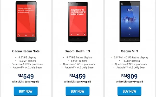 DiGi Xiaomi Prepaid Bundle Price