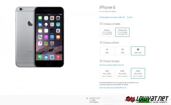 iPhone 6 Plus at Apple Online Store Malaysia