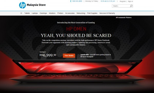HP Omen Gaming Notebook at HP Malaysia Online Store