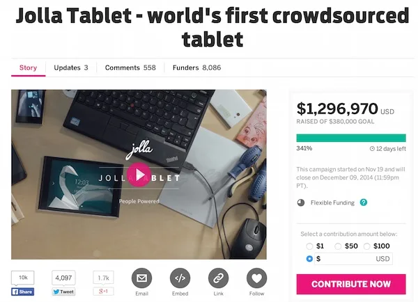 Jolla Tablet Indiegogo