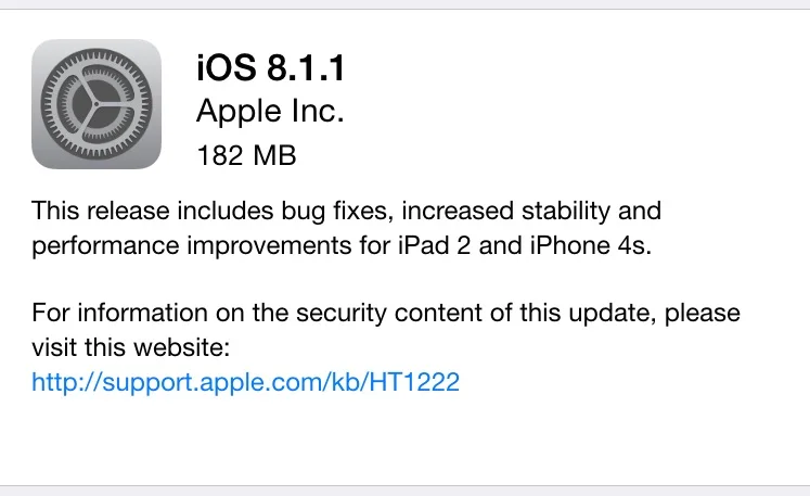 iOS 8.1.1 Update