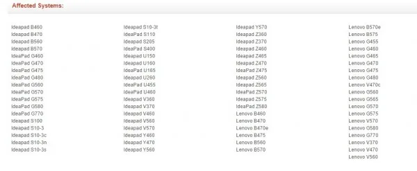 Lenovo Power Cord Worldwide Recall - December 2014 - Affected Laptops