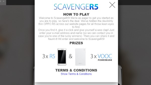 Oppo ScavengeR5 Contest