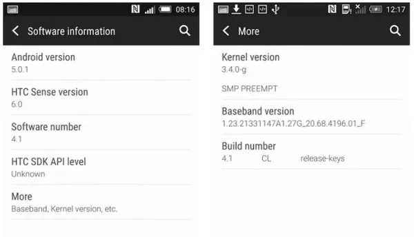 HTC One M8 Android 5.0.1
