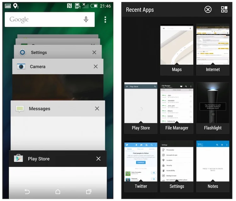 HTC One M8 Android 5.0.1 Multitasking screen