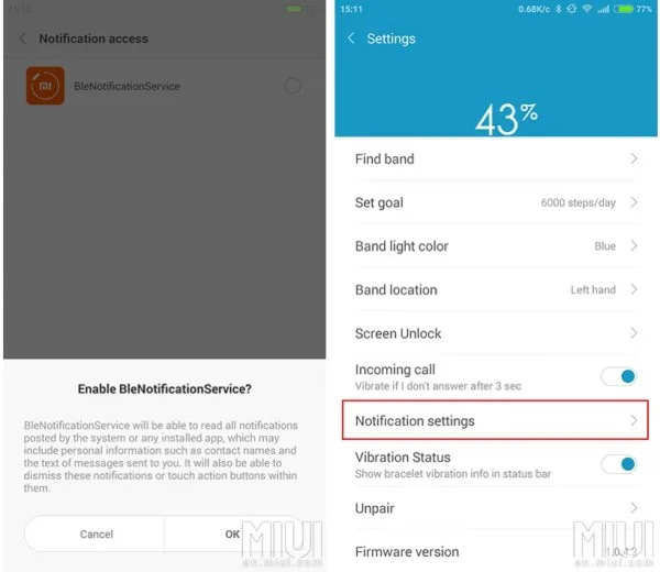 Mi Band with Notification