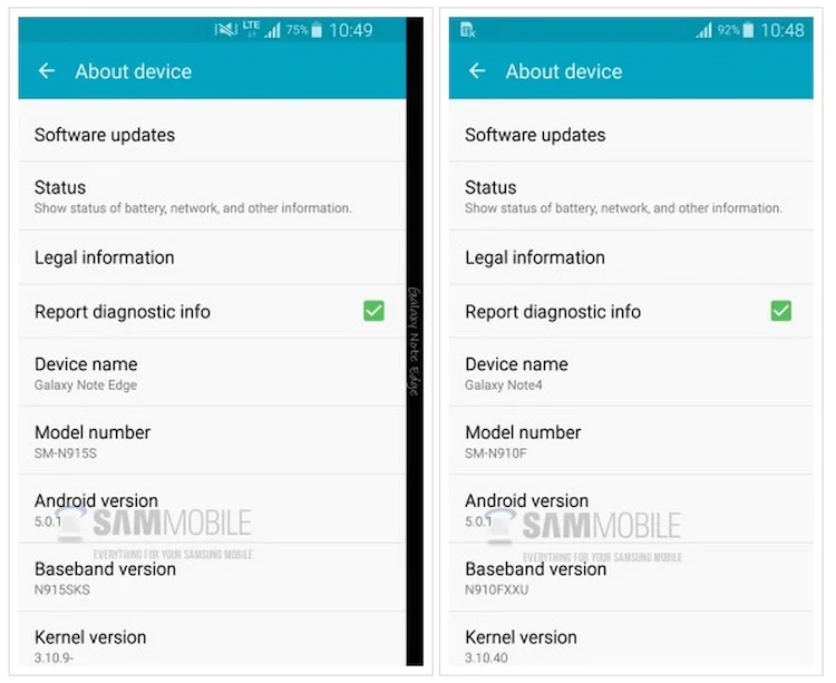 Sammobile Android 5.0.1 for Galaxy Note 4 and Note Edge
