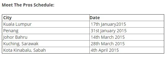 Samsung NX1 Workshop Schedule
