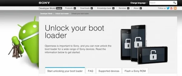 Sony Unlock Bootloader