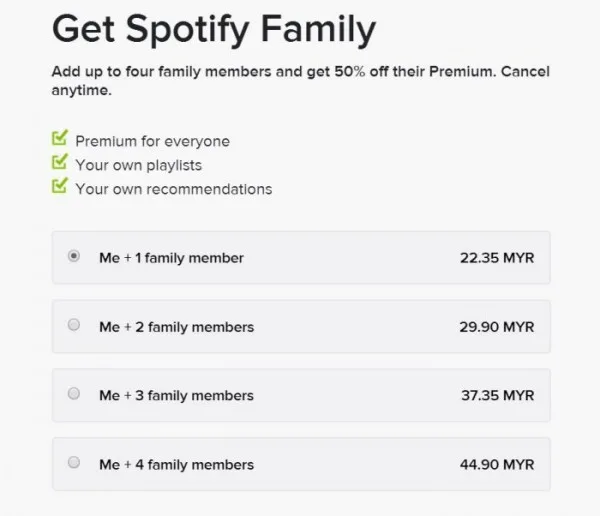spotify family plan